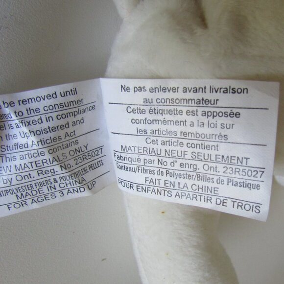 WHITE 6" long POLAR BEAR w Red Heart Satin Ribbon FIESTA beans Stuffed Animals - Picture 12 of 13